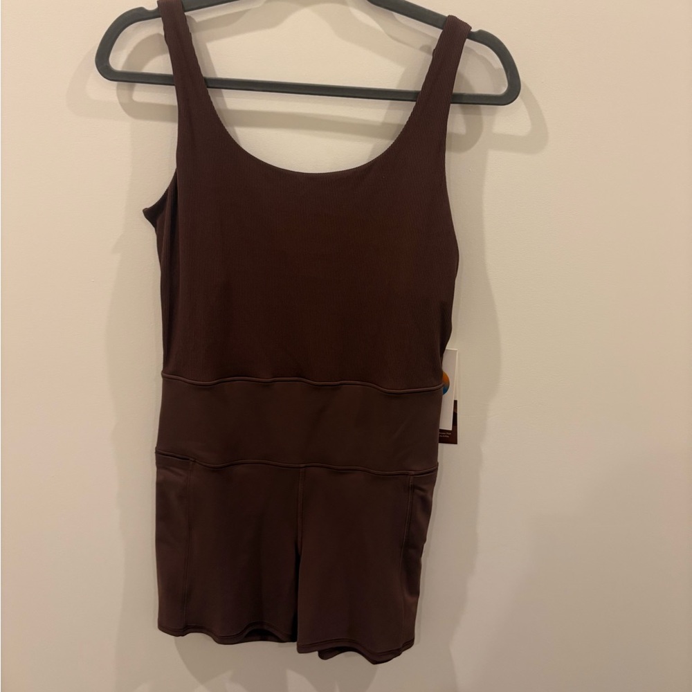 Vuori Chocolate Brown Sleeveless Performance Romper